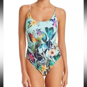 Nanette Lepore Aqua Floral One-Piece Swimsuit